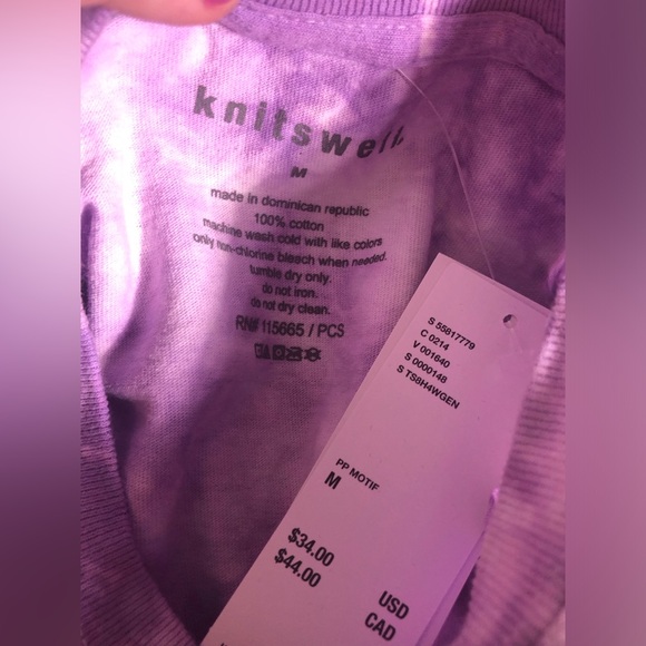 NWT Knitswell Urban Outfitters Impressionism Water Lilies Purple Tie-Dye Tee - Picture 4 of 4